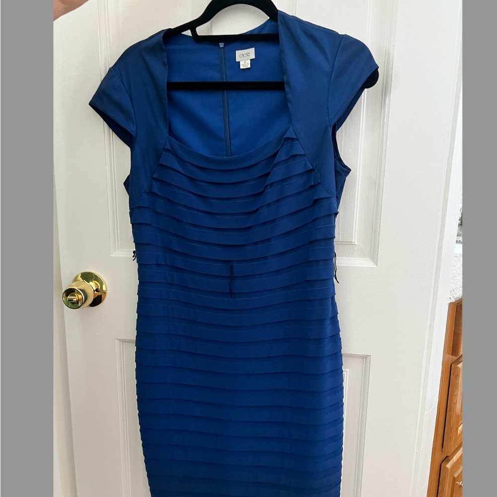 Elegant Blue Dress with Belt Loop